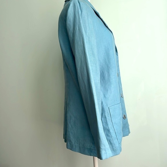 Elliott Lauren linen Blazer Jacket Size 8 seafoam blue unlined casual USA coat - Picture 4 of 11